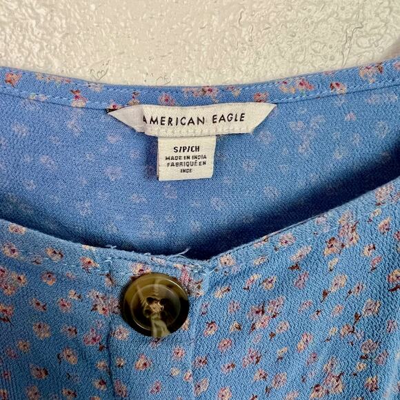 American Eagle Long Sleeve Square Neck Floral Cottagecore Mini Dress Sz. Small - Picture 4 of 8